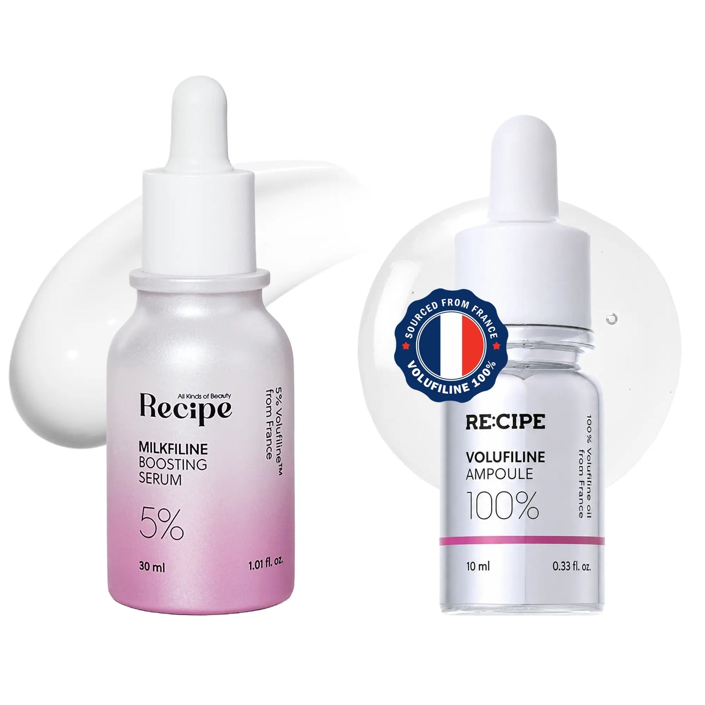 Volufiline 100% Serum & Milkfiline Cream Bundle | Official Sederma France Formula for Plumping, Hydration & Anti-Aging