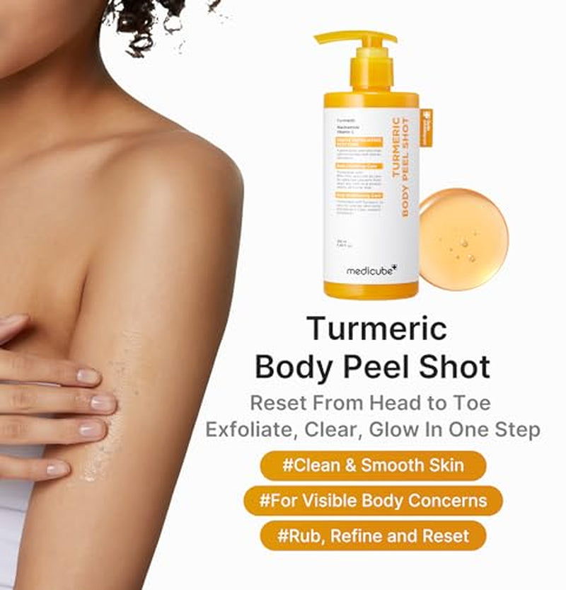 Turmeric Body Peel & Kojic Acid Toner Pads | Body Exfoliator for Dark Spots, Strawberry Legs & Smooth Skin