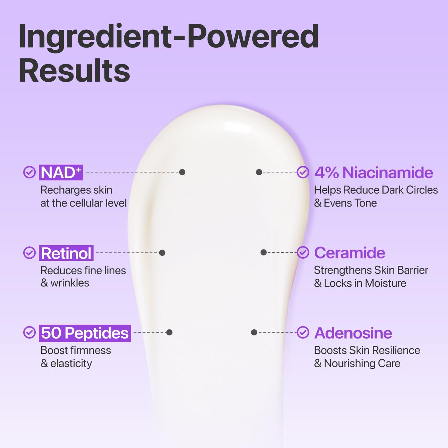 NAD+ Retinol Eye Cream | Korean Eye Cream for Dark Circles, Puffiness, Fine Lines & Wrinkles with 50 Peptides, Niacinamide & Ceramides