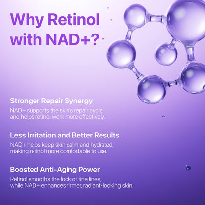NAD+ Retinol Eye Cream | Korean Eye Cream for Dark Circles, Puffiness, Fine Lines & Wrinkles with 50 Peptides, Niacinamide & Ceramides