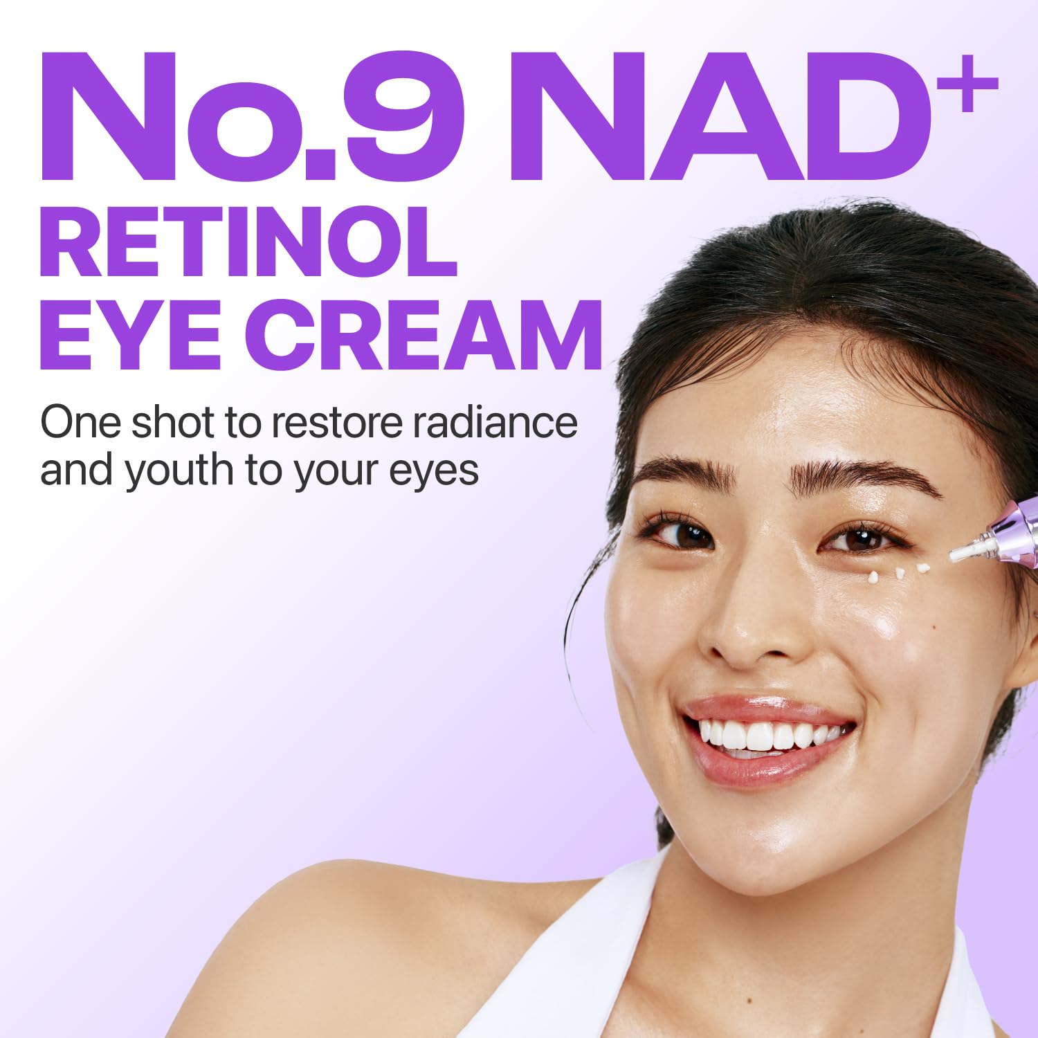 NAD+ Retinol Eye Cream | Korean Eye Cream for Dark Circles, Puffiness, Fine Lines & Wrinkles with 50 Peptides, Niacinamide & Ceramides