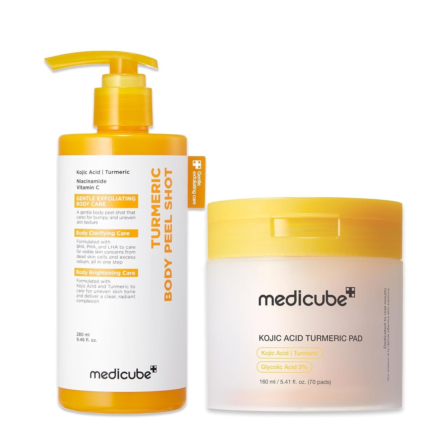 Turmeric Body Peel & Kojic Acid Toner Pads | Body Exfoliator for Dark Spots, Strawberry Legs & Smooth Skin