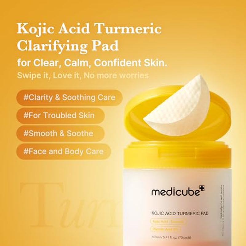 Turmeric Body Peel & Kojic Acid Toner Pads | Body Exfoliator for Dark Spots, Strawberry Legs & Smooth Skin